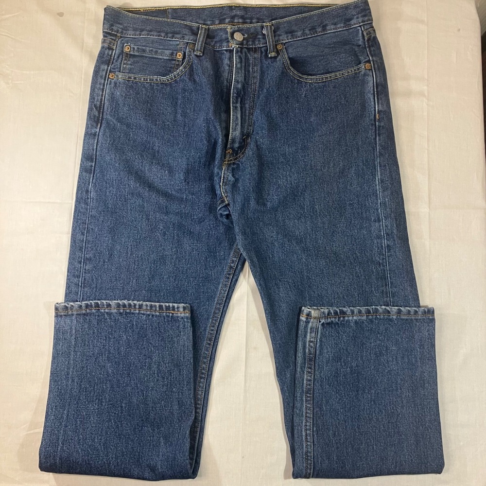 Levis 505 Regular Fit Straight Leg Jeans Mens 34x29 Medium Wash Blue 00505-4886